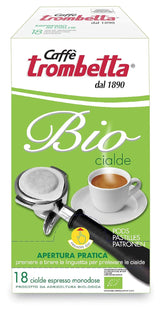 Caffè Trombetta ESE Kaffeepads, Italien Kaffee, Richhaltiges Aroma en samtiger Gesmack Biologisch - 1 Packungen van je 18 Kaffeepads