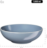 MÄSER 931844 Elissa-serie moderne serviesset voor 6 personen, blauw met witte rand, 24-delige combinatieset, keramiek