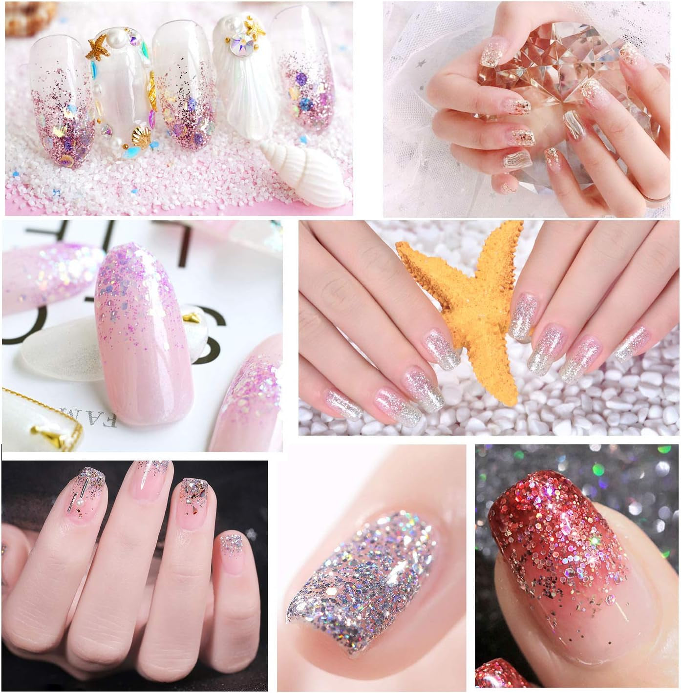 HOWAF 12 Dozen Nagelglitter Gezicht Lichaamsborstel Glittermake-up Nagelglitter Oog Lip Haar Lichaamsdecoratie Halloween Kerstfestival Maskerade Make-up Accessoires