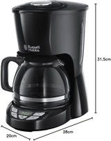 Russell Hobbs koffiezetapparaat [digitale timer, douchekop voor optimale extractie en aroma] Textures+ (1 tot 12 kopjes, glazen karaf van 1,25 liter, warmhoudplaat, antidruppelsysteem) Filterkoffiezetapparaat 22620-56