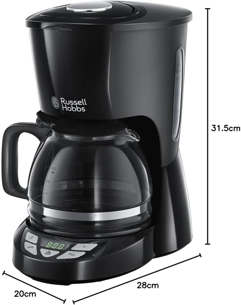Russell Hobbs koffiezetapparaat [digitale timer, douchekop voor optimale extractie en aroma] Textures+ (1 tot 12 kopjes, glazen karaf van 1,25 liter, warmhoudplaat, antidruppelsysteem) Filterkoffiezetapparaat 22620-56