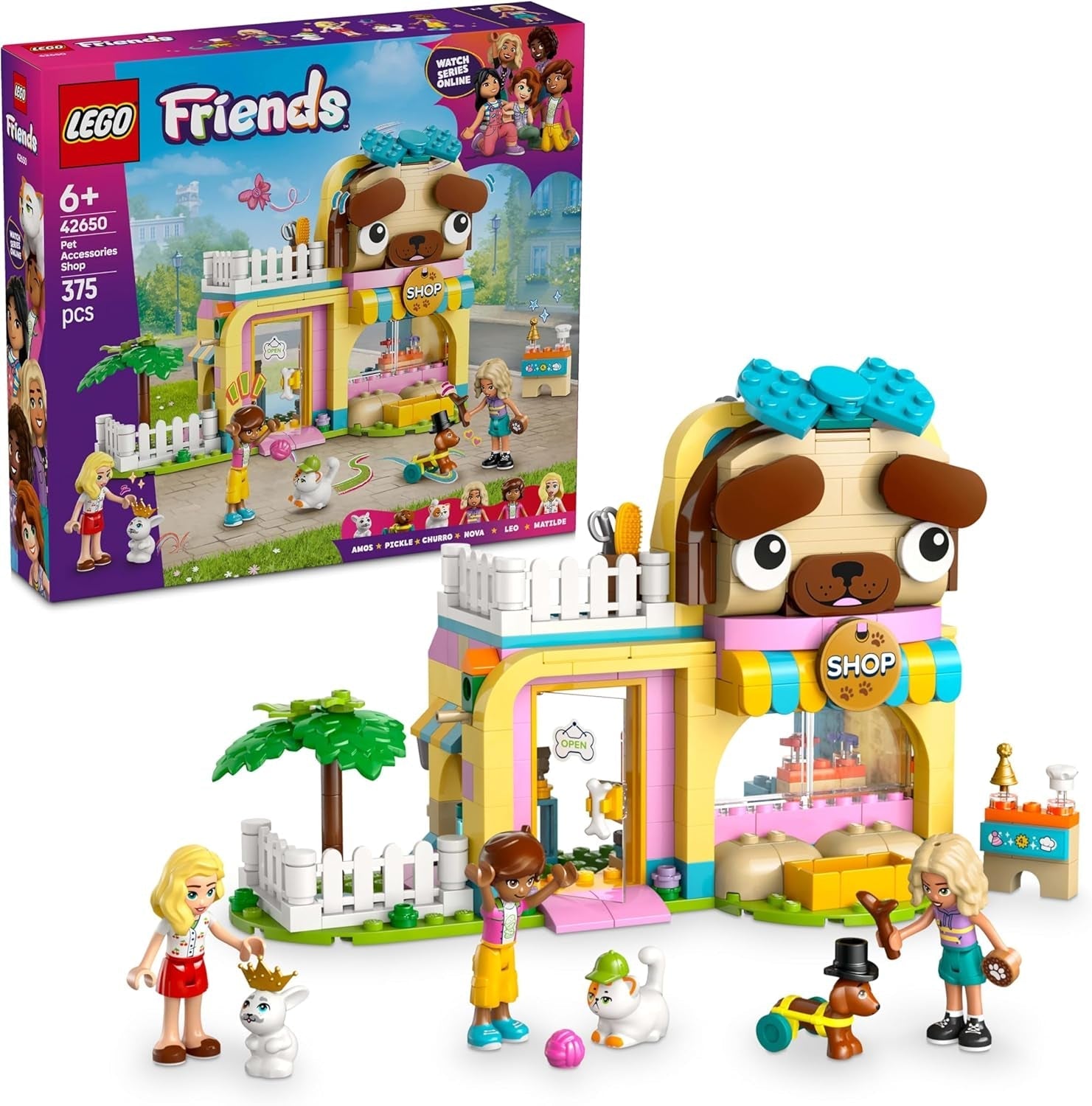 LEGO Friends Dierenaccessoireswinkel Fantasiespelset Educatief speelgoed voor meisjes van 6 jaar oud 3 minifiguren en 3 dierenfiguren Kat Hond Konijntje Cadeau-idee voor kinderen 42650 Bouwsets Bekijk de LEGO-Store Standaardtitel