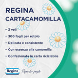 Regina Cartacamomilla - 8 rollen toiletpapier, 300 pluizige vellen, 3-laags, zacht en stevig, recyclebare papieren verpakking