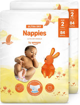 Amazon Ultra Dry-luiers, maat 1 (2-5 kg) - maanddoos, wit, 96 stuks (2 verpakkingen van 48) (voorheen merk Mama Bear, identiek product)