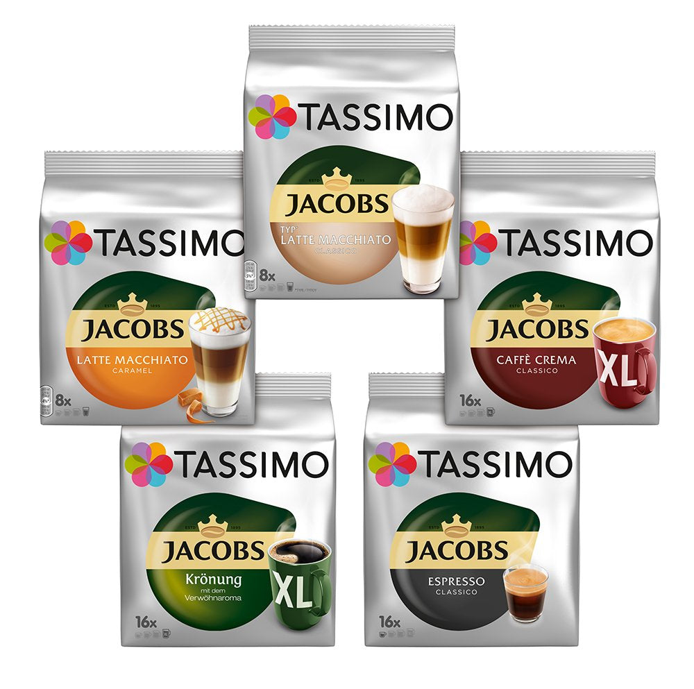 Tassimo Kapseln Probierbox, Vielfaltspaket, 64 Pads, 5 Sorteren