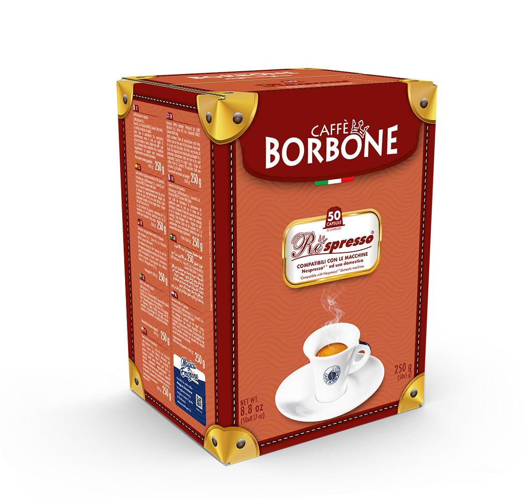 Caffè Borbone Respresso, licht koffiemengsel, 50% Weniger Kaffein als die Blue Mischung - 50 Kapseln - Compatibel met Nespresso®* Haushalts-Espressomaschinen
