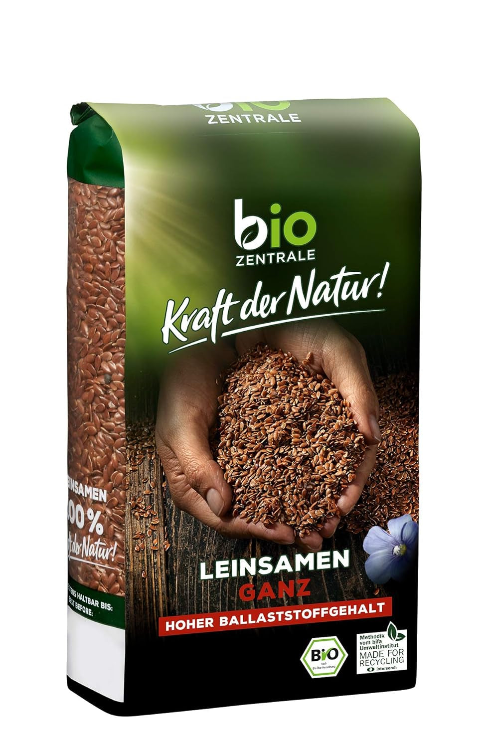 Biocentraal heel lijnzaad | 7 x 400 g biologisch lijnzaad | Ideaal voor yoghurt, muesli en brood | Alternatief voor psyllium, hennepzaad en chiazaad