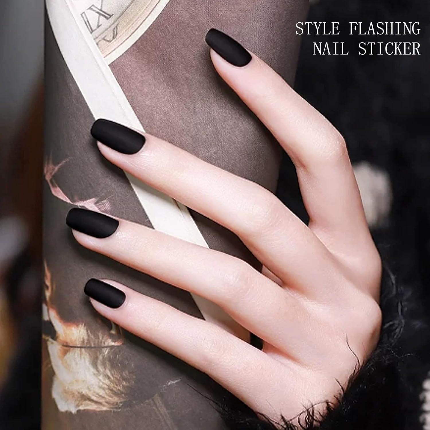 JMEOWIO Nagelfolie UV Hartend Karbon Schwarz Halloween UV Gel Nail Strips Nagelsticker Nagelaufkleber Nail Art Decoratie Nageldesign Zubehör