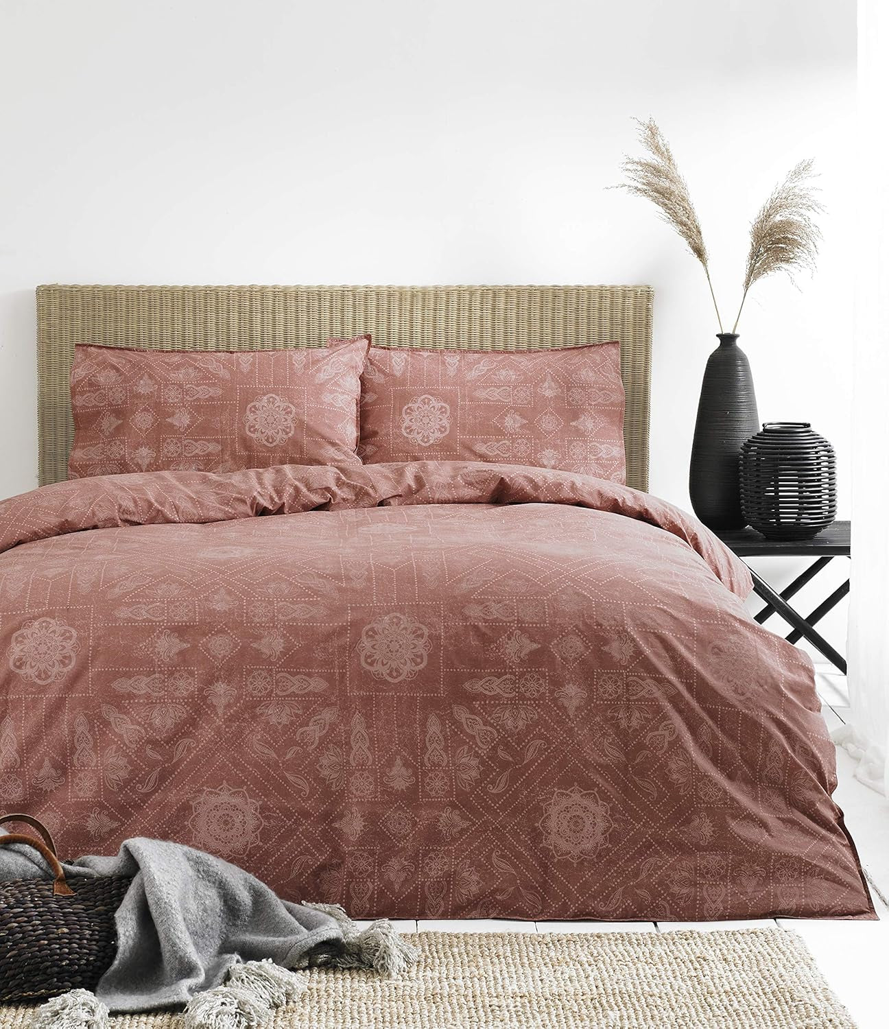 The Linen Yard Boheemse dekbedovertrekset, rood, 260 x 220 cm Dekbedden en dekbedden Naty Shop Rood 260 x 220 cm