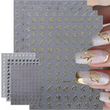 7 Blätter 3D Alfabetten Nagelsticker Nagelfolie Selbstklebend Buchstaben Aufkleber Nägel Zubehör Nagelaufkleber Klebebuchstaben Aufkleber Selbst Gestalten Letter Letters Nail Art Stickers