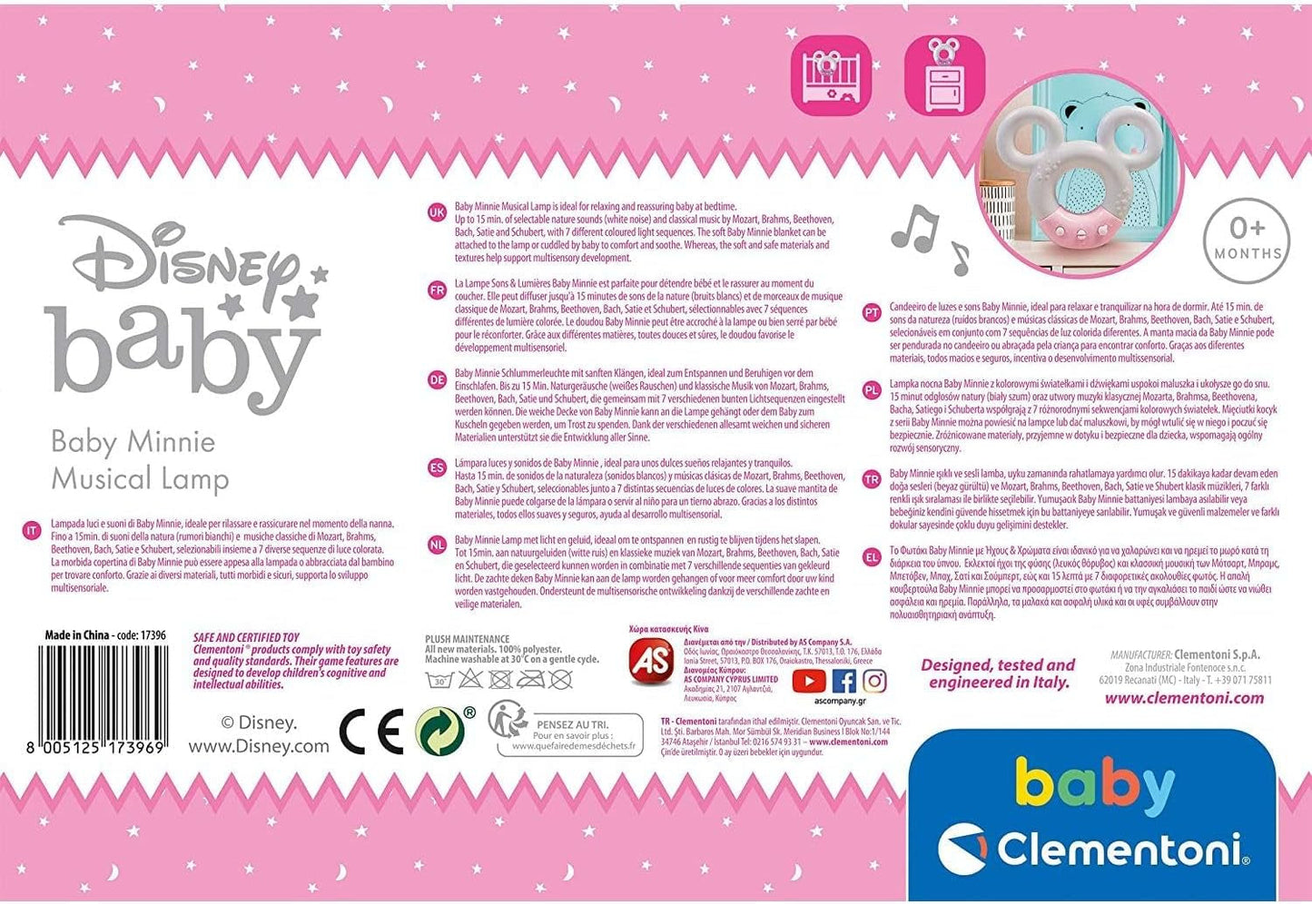 Clementoni 17396 Disney Baby Minnie Sound & Colour Lamp Nachtlampje Wit Muziek 0 maanden + Jucarii Bebe Naty Shop