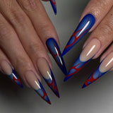 Mouyuglow Lange nagels Stiletto Melkwit Gradiënt Roze Glitter Cool Nepnagels met lijm Roze Ombre Glitter Kunstnagels