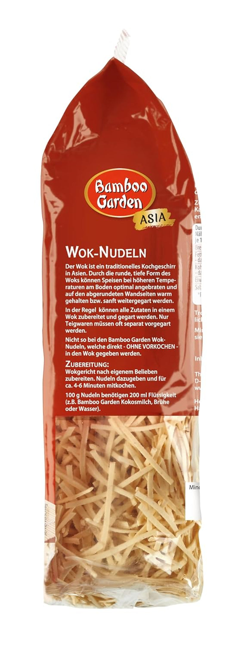 Bamboo Garden - Woknoedels | Instantnoedels met ei | Mixen, voorkoken is niet nodig | Voor Aziatische wokgerechten | 250 gram in een zak
