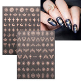 JMEOWIO Nagelsticker Mond Stern 10 Blatt Nail Art Sticker Selbstklebend Nagelaufkleber Roségold Decoratie Nageldesign Zubehör