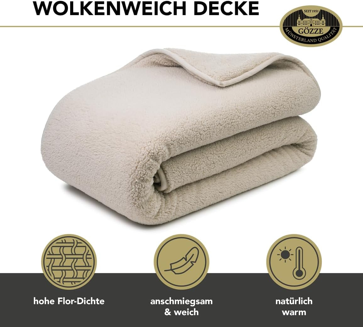 Gözze - Cloud zachte knuffeldeken, imitatie schapenvacht, 100% polyester (microvezel), 150 X 200 Cm - Camel Dekbedden en dekbedden Naty Shop