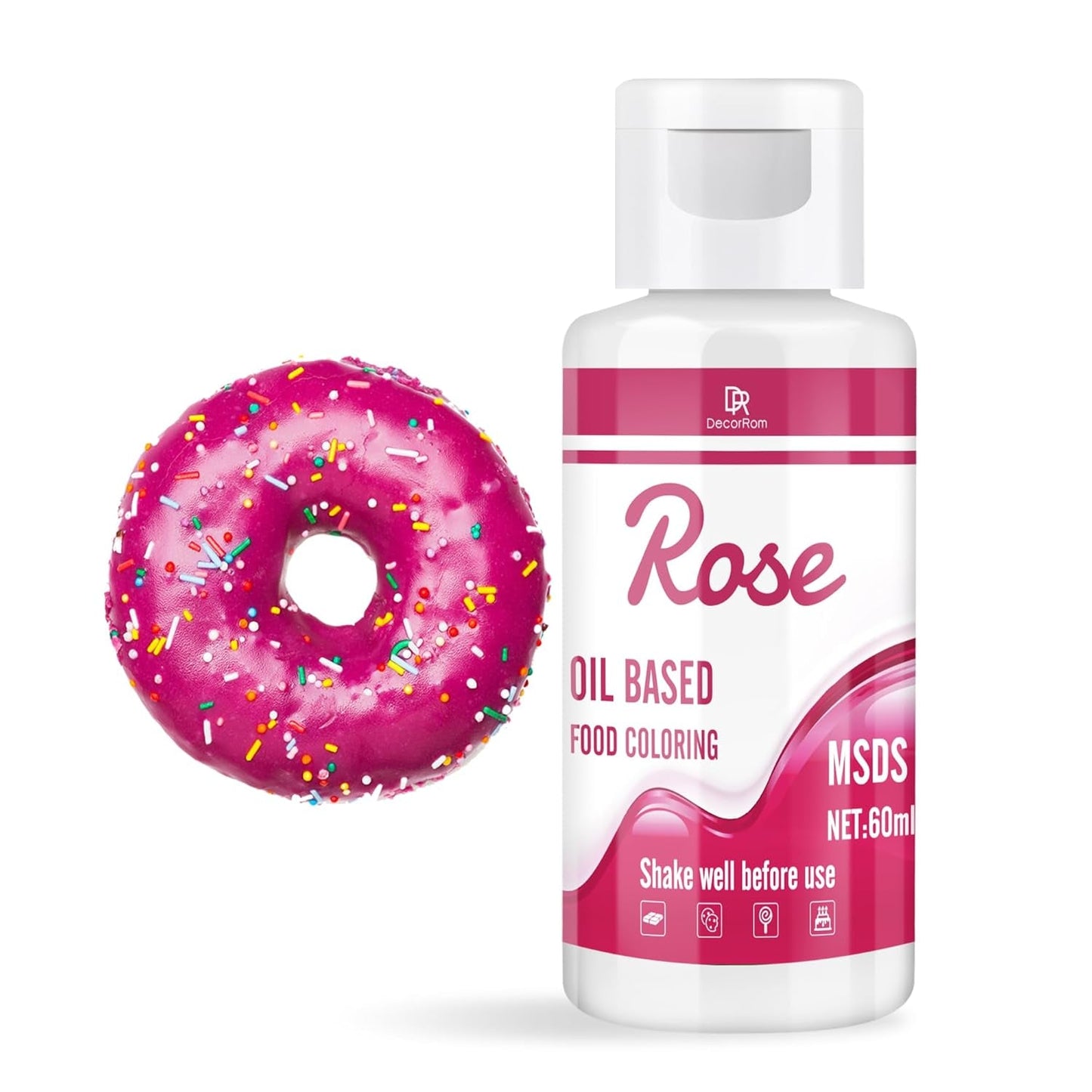 Fettlösliche Lebensmittelfarbe Für Schokolade - 60Ml Olbasis Lebensmittelfarben Für Fondant, Torten Decoratie, Backen - Flüssige Voedselkleuring voor Kakaobutter, Botercrème, Kuchen (Schwarz) Naty Shop Rose