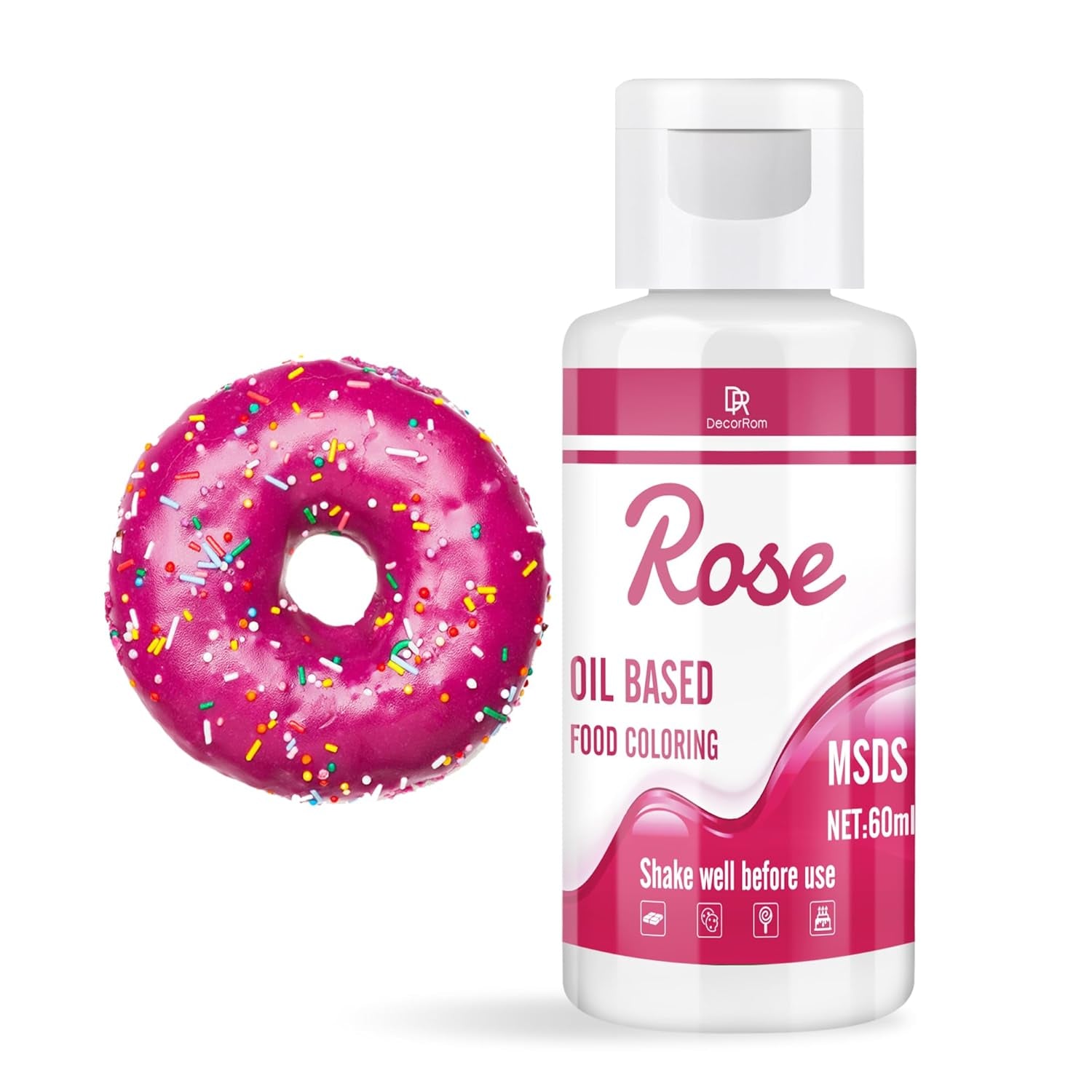 Fettlösliche Lebensmittelfarbe Für Schokolade - 60Ml Olbasis Lebensmittelfarben Für Fondant, Torten Decoratie, Backen - Flüssige Voedselkleuring voor Kakaobutter, Botercrème, Kuchen (Schwarz) Naty Shop Rose