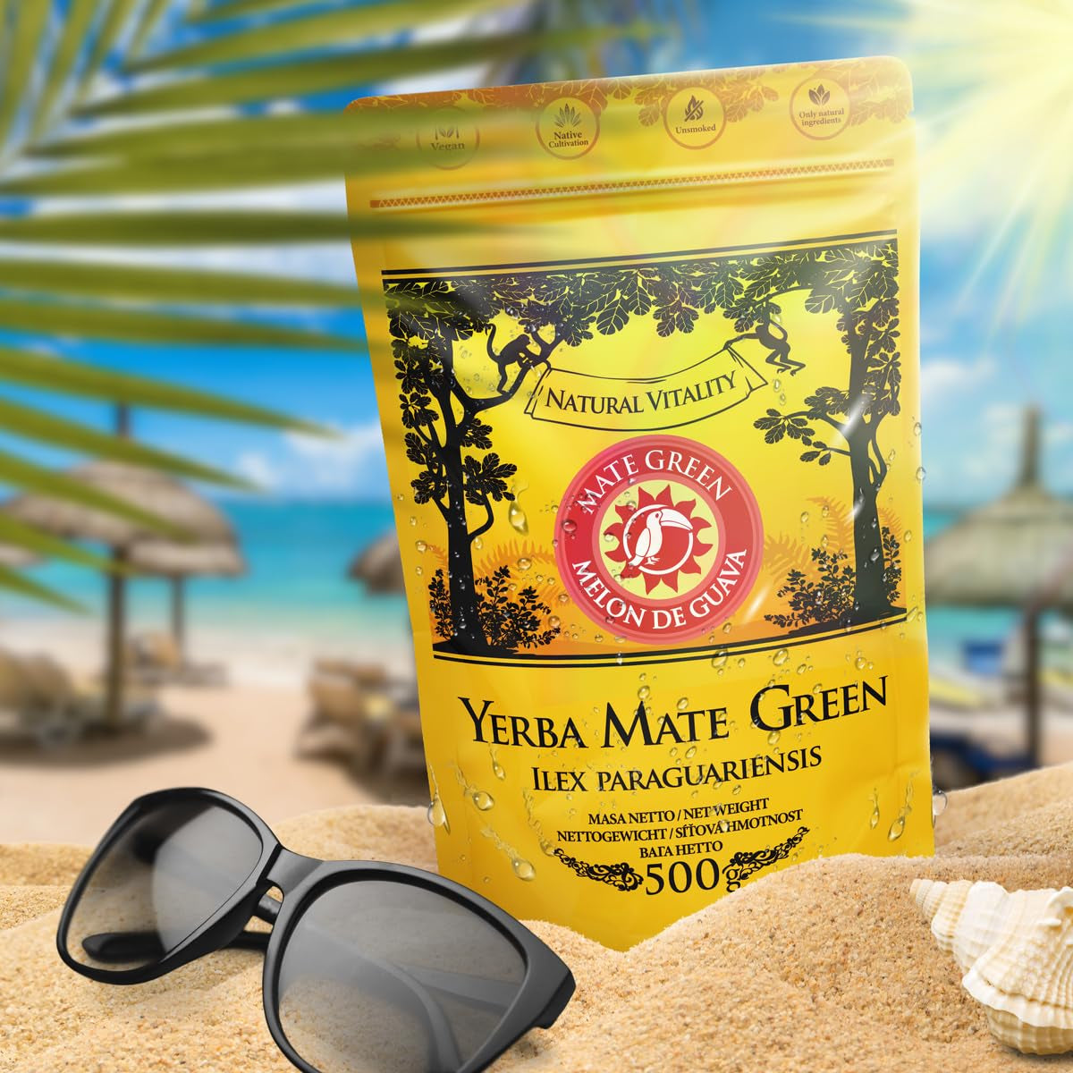 Yerba Melon De Guava 500G – Braziliaanse Yerba Mate-thee met meloen, guave, jackfruit, ananas en kokosnoot - Exotisch en fruitig - Luchtgedroogd, veganistisch