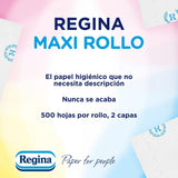 Regina Maxi-Roll - 4 rollen toiletpapier, 500 2-laags vellen per rol, ruim drie keer een standaardrol, 60% gerecyclede plastic verpakkingen, 100% Fsc-gecertificeerd papier