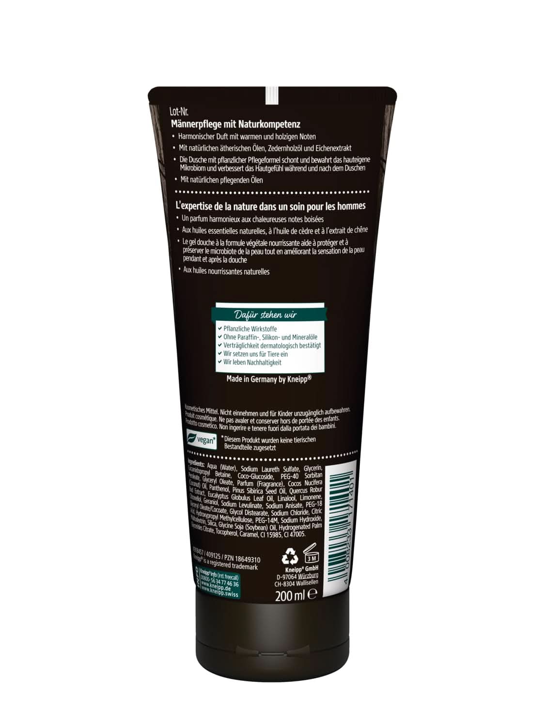 Kneipp MEN 2 in 1 Douche Krachtig, Douchegel en shampoo, 200 ml Douche en bad Naty Shop