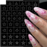 6 vellen airbrush-sjabloon nagelstickers, vlindervlam sterren hart sterren nagelstickers afdrukken stencilgereedschap nagelkunst zelfklevende stickers voor vrouwen nagelkunstontwerpstickers