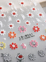 JMEOWIO Nagelsticker Halloween 9 Blatt Nail Art Sticker Selbstklebend Nagelaufkleber Süße Geisterblume Decoratie Nageldesign Zubehör