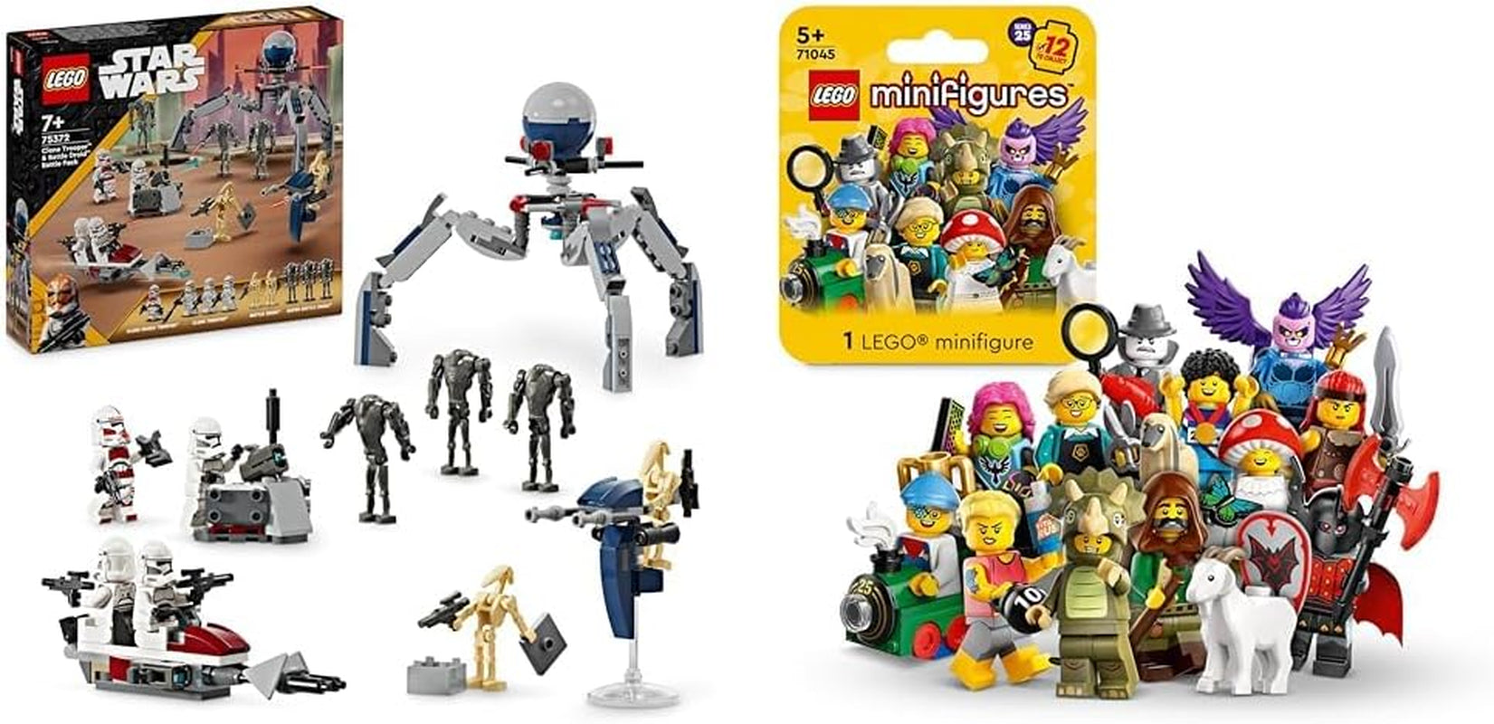 LEGO Star Wars 75372 Clone Trooper & Battle Droid Battle Pack, incl. 4 minifiguren, 5 droids en speeder-motorfiets met schieter - Constructiespeelgoed voor jongens en meisjes vanaf 7 jaar Bouwsets Besuche den LEGO-Store Battle pack + Minifiguren Serie 25