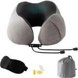 Nekkussen, Nekkussen voor vliegtuig, Reiskussen, Nekkussen voor volwassenen, Nekkussen voor auto, Huiskussen, Ergonomisch kussen van traagschuim, Wasbare smalle rug, Verstelbaar, Grijs