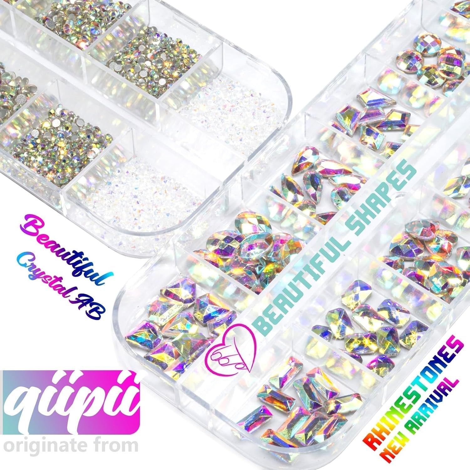 2630 stuks AB kristal fonkelende stenen voor nagels, 120 12 soorten grote fonkelende stenen + 2510 6 maten ronde K9 glazen stenen voor nagels, strass steentjes, nagelontwerpen, nagelbedels voor gezichtskunst