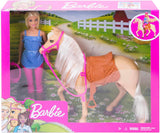 Barbie pop en paardenspeelgoed, rijaccessoires, inclusief 1 pop en 1 paard, geschikt als cadeau voor kinderen vanaf 3 jaar, FXH13
