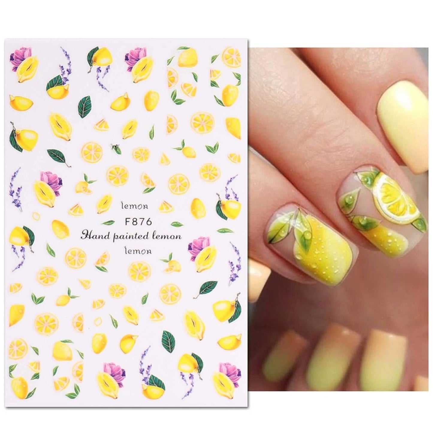 JMEOWIO Nagelsticker Sommer Frucht 9 Blatt Nail Art Sticker Selbstklebend Nagelaufkleber Zitronen Decoratie Nageldesign Zubehör