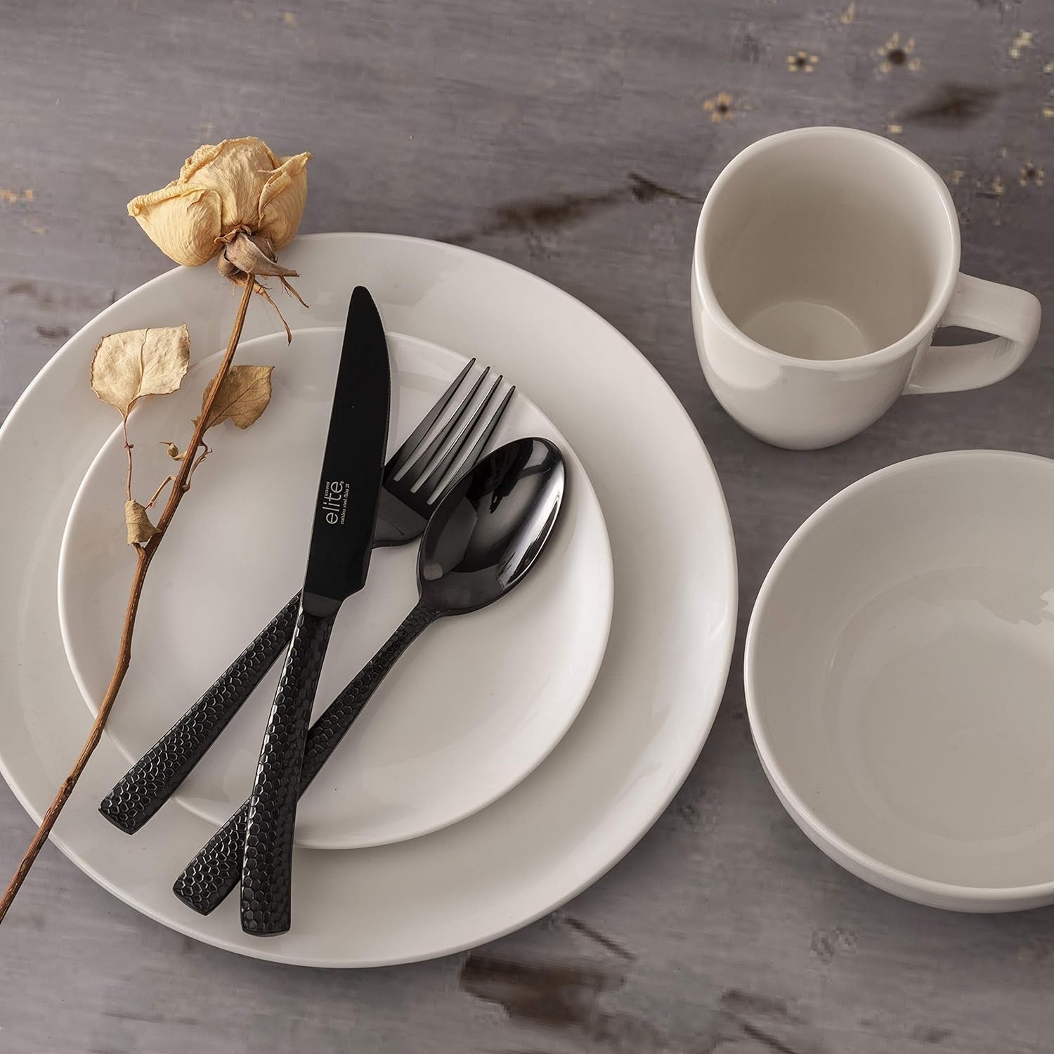 Zen Buffet porseleinen serviesset, servies voor 6 (30 stuks), wit (kopjes)