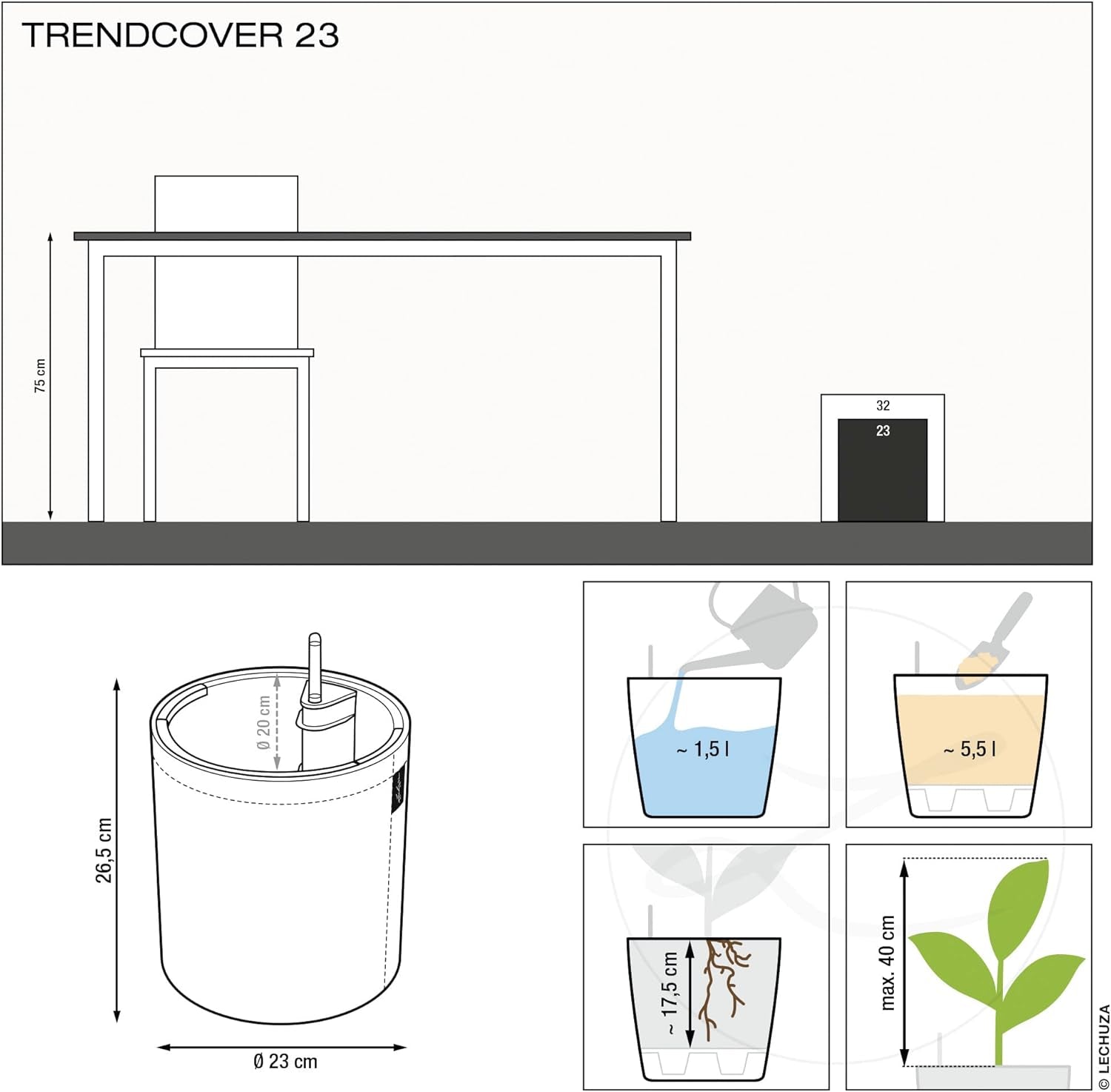 LECHUZA TRENDCOVER 23 Donker natuurkurk 14181