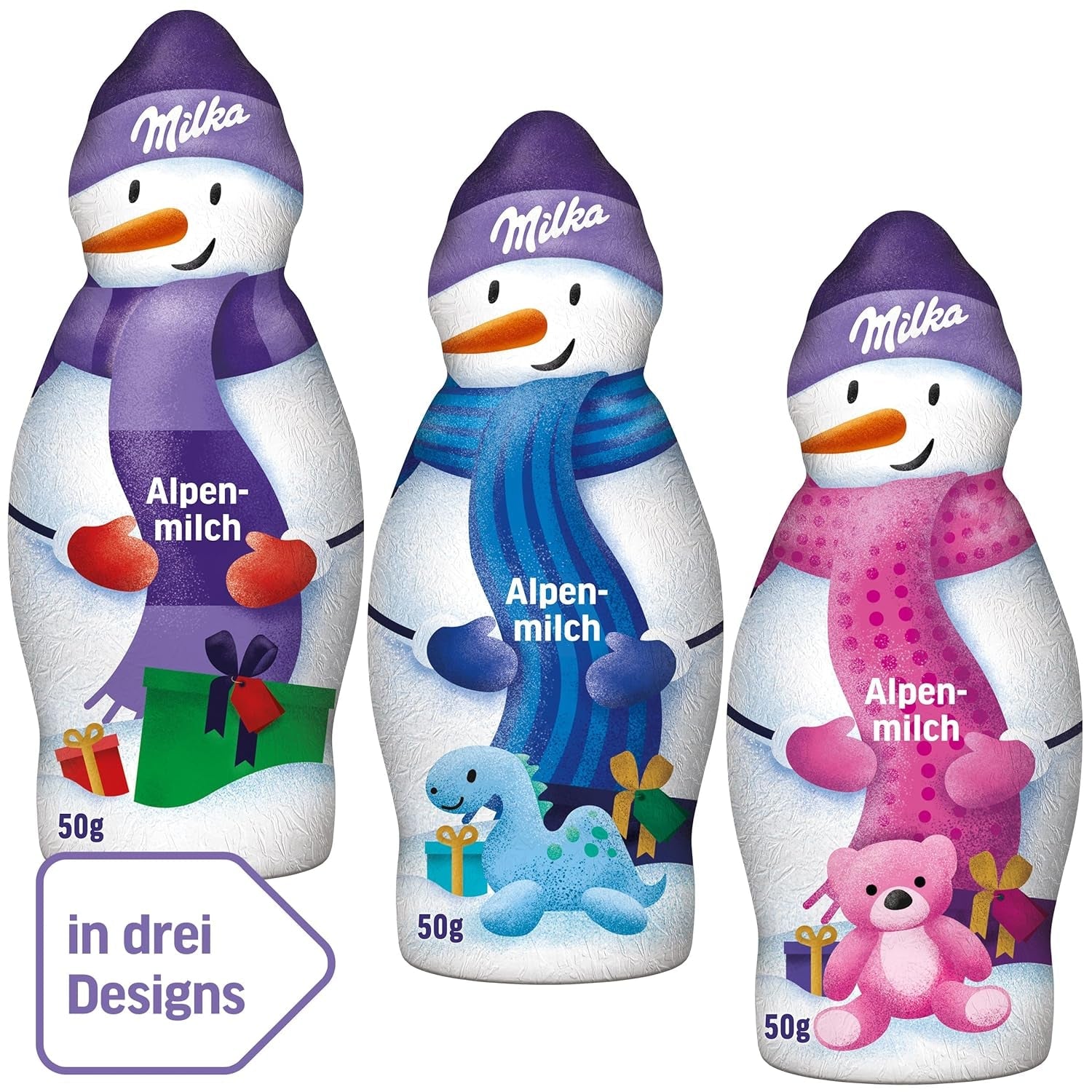 Milka Sneeuwman Alpenmelk - Groot pakket chocoladesneeuwmannenfiguren in 3 modellen - 24 x 50 g