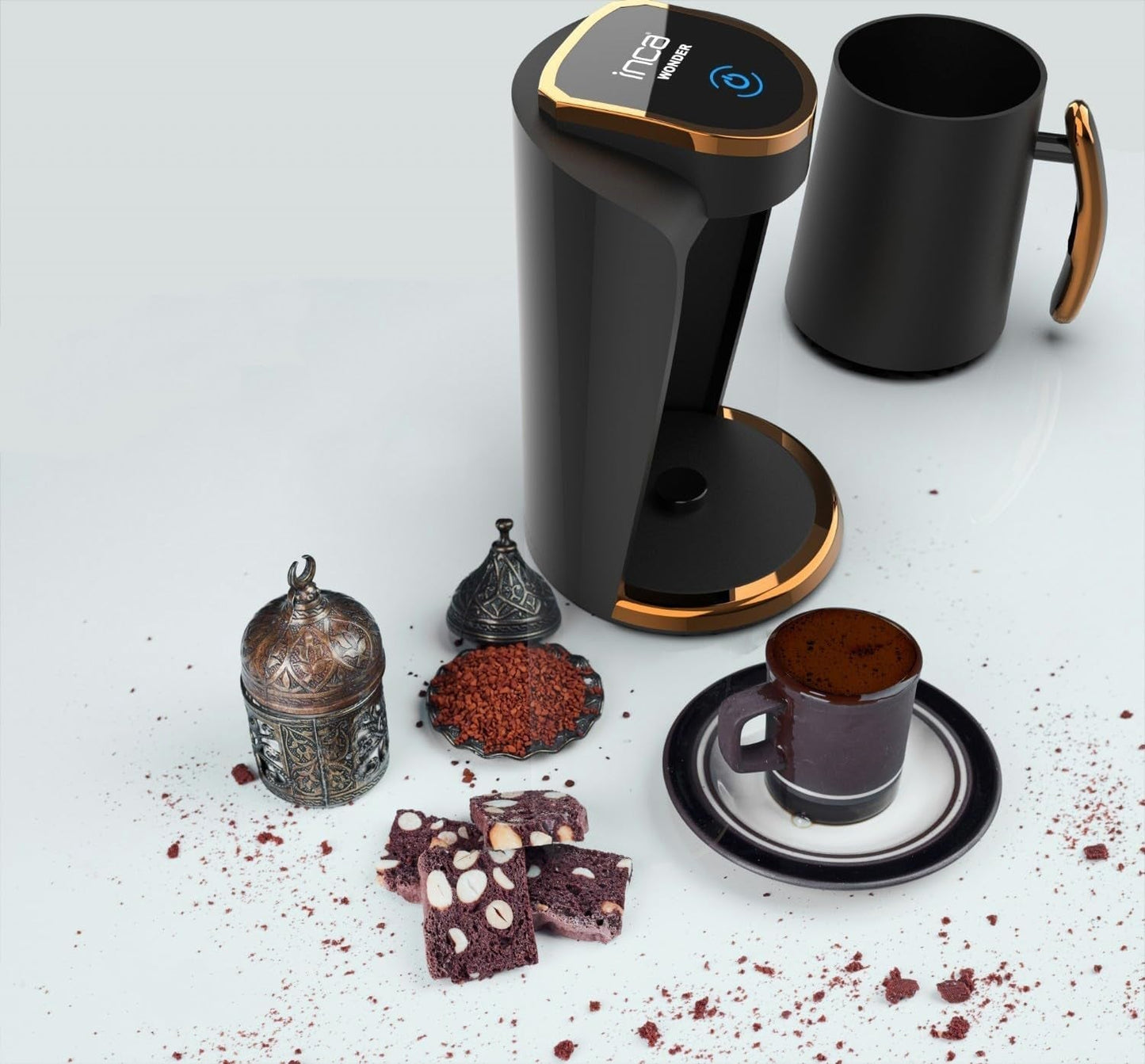 Turkse koffiezaak Inca | Türk Kahve-machines | 250 ml (1-4 kopjes) | 400W | IKM-01 | Bescherming tegen morsen en koken zonder water | Roestvrijstalen verwarmingsplaat | Automatische uitschakeling | Voor een perfecte Turkse koffie