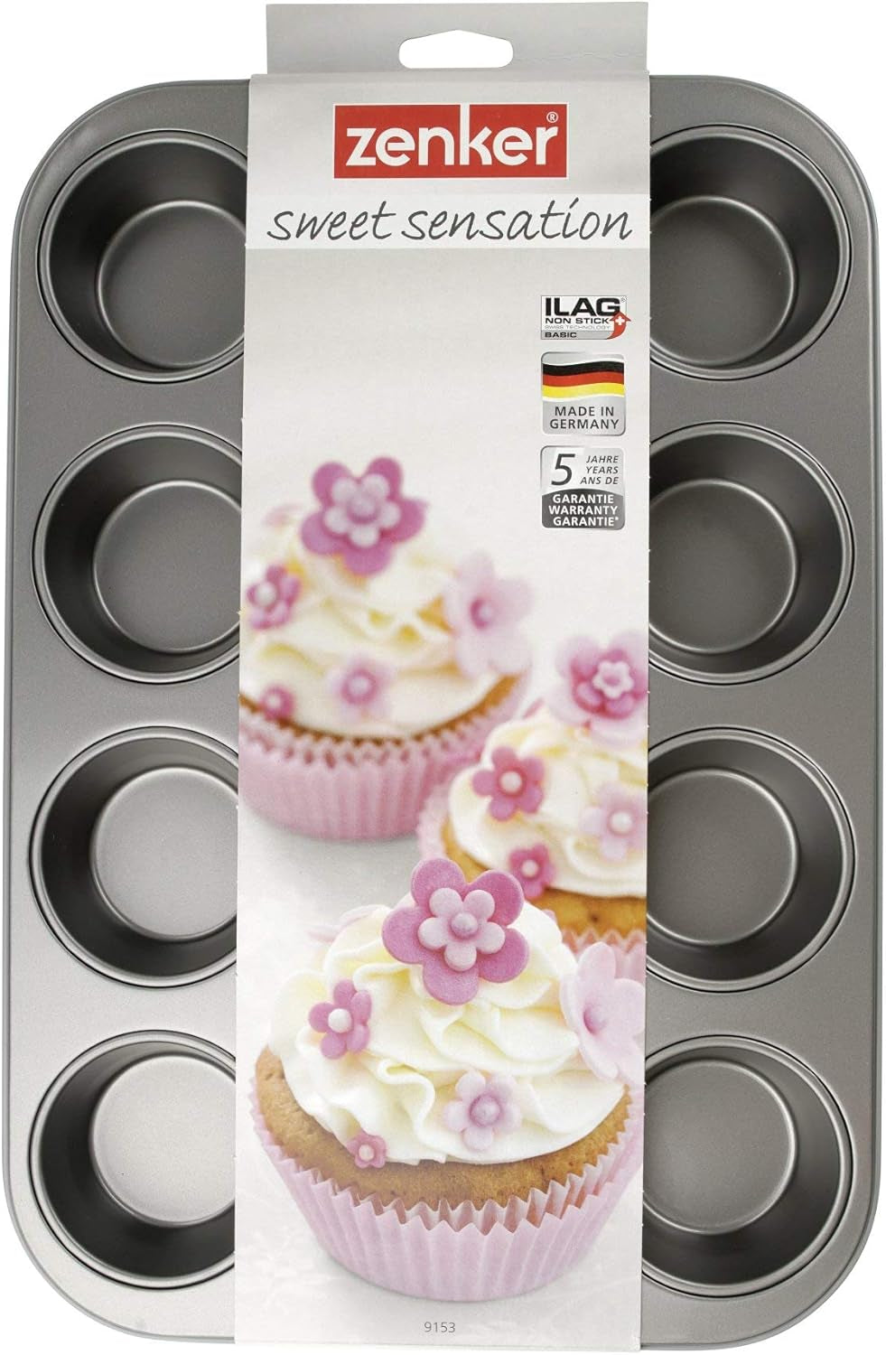 Muffinvorm Zenker met 12 bakvormen (Ø 7 cm), voor muffins en cupcakes, afmetingen: 38,5 x 26,5 x 3 cm Bakvormen en bakplaten Naty Shop