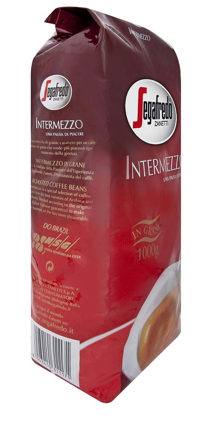 Segafredo Zanetti Intermezzo - Hele Bonen (1 kg Pak) - Geeignet für alle italienschen Kaffeespezialitäten - Kaffeebohnen mit mitteller Röstung, grimmig en vollmundig in Gesmack