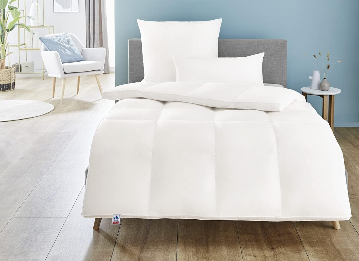 Irisette Nora donzen dekbed Lichtgewicht zomerdekbed met 100% katoenen hoes, 100% klasse I donsvulling, 135 X 200 cm, Oeko-Tex gecertificeerd, geproduceerd volgens de Duitse kwaliteitsnorm Quilts en quilts Naty Shop Warm 155 X 200 Cm