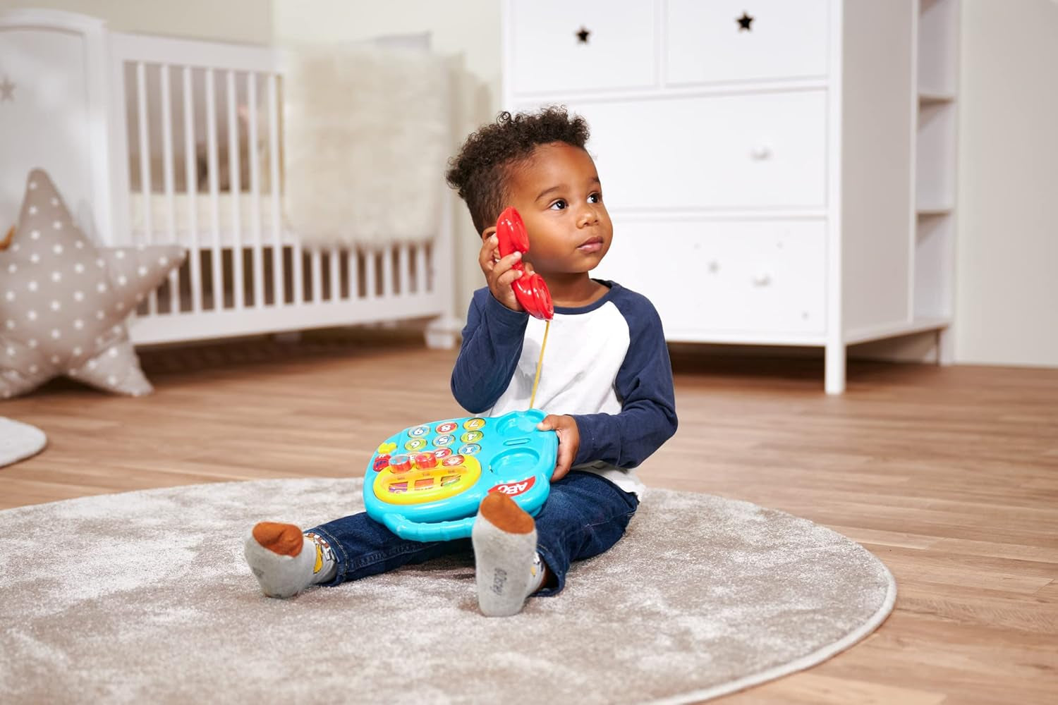 Simba 104010016 - ABC-kleurentelefoon, babyspeelgoed, draaibaar beeldscherm, liedje, speeltelefoon, leertelefoon, met verschillende geluiden, 20 cm, motoriek, voor peuters, vanaf 6 maanden Babyspeelgoed Naty Shop