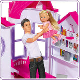 Simba 104661996 - Steffi Love Dreamhouse, groot speelhuis, 4 kamers, GEEN POPPEN, 84 cm hoog, twee niveaus, functionele bel, inklapbare Naty Shop poppenhuizen