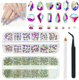 2630 stuks AB kristal fonkelende stenen voor nagels, 120 12 soorten grote fonkelende stenen + 2510 6 maten ronde K9 glazen stenen voor nagels, strass steentjes, nagelontwerpen, nagelbedels voor gezichtskunst