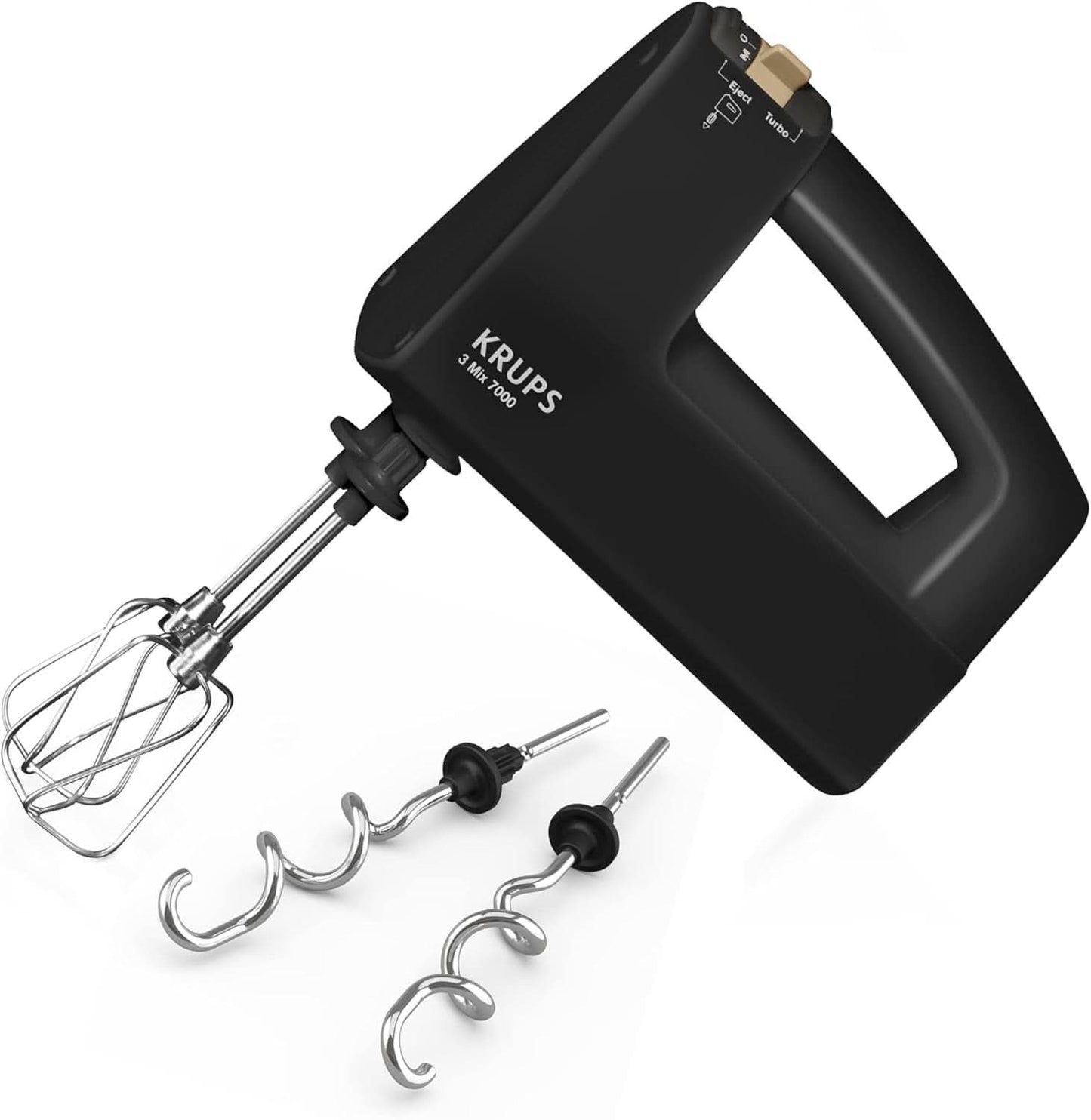 Krups 3Mix 7000 Handmixer 60 Jahre Special Edition, 500 Watt, Knet- en Rührhaken Aus Edelstahl, Langes Netzkabel, Zubehörtasche, F6085811, Schwarz/Kupfer Kitchen Naty Shop 3 Mix 7000 F60858