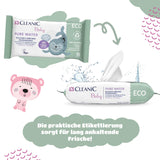 Cleanic Baby Eco Pure Water Vochtige Doekjes – (1 x 50 st.) Vochtige doekjes voor kinderen en zuigelingen – geurvrij, doorspoelbaar, gevoelige huid – 50 st.
