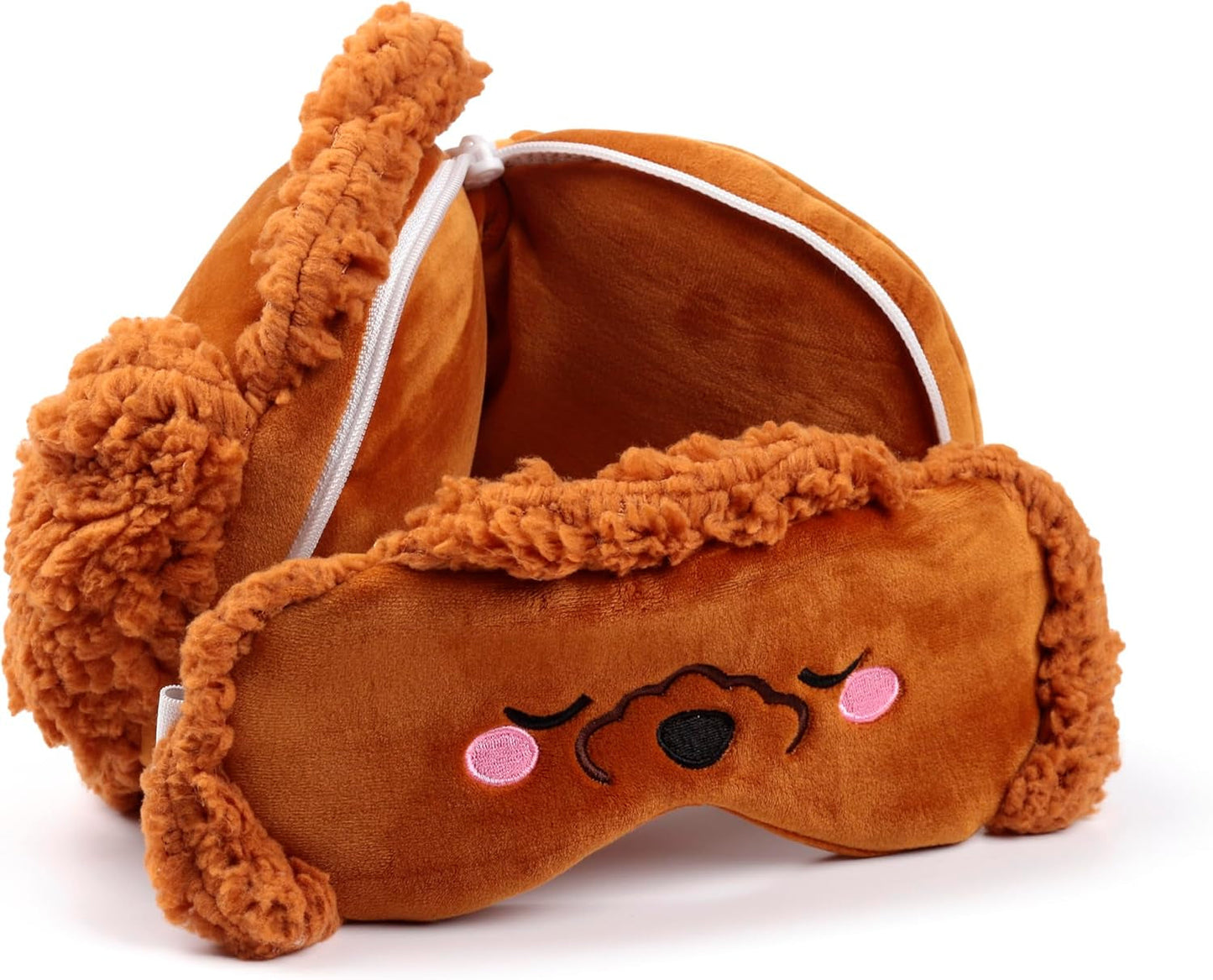 Puckator reiskussen met Relaxeazzz oogmasker - Gigi de poedel - schattige dieren Reiskussens Naty Shop