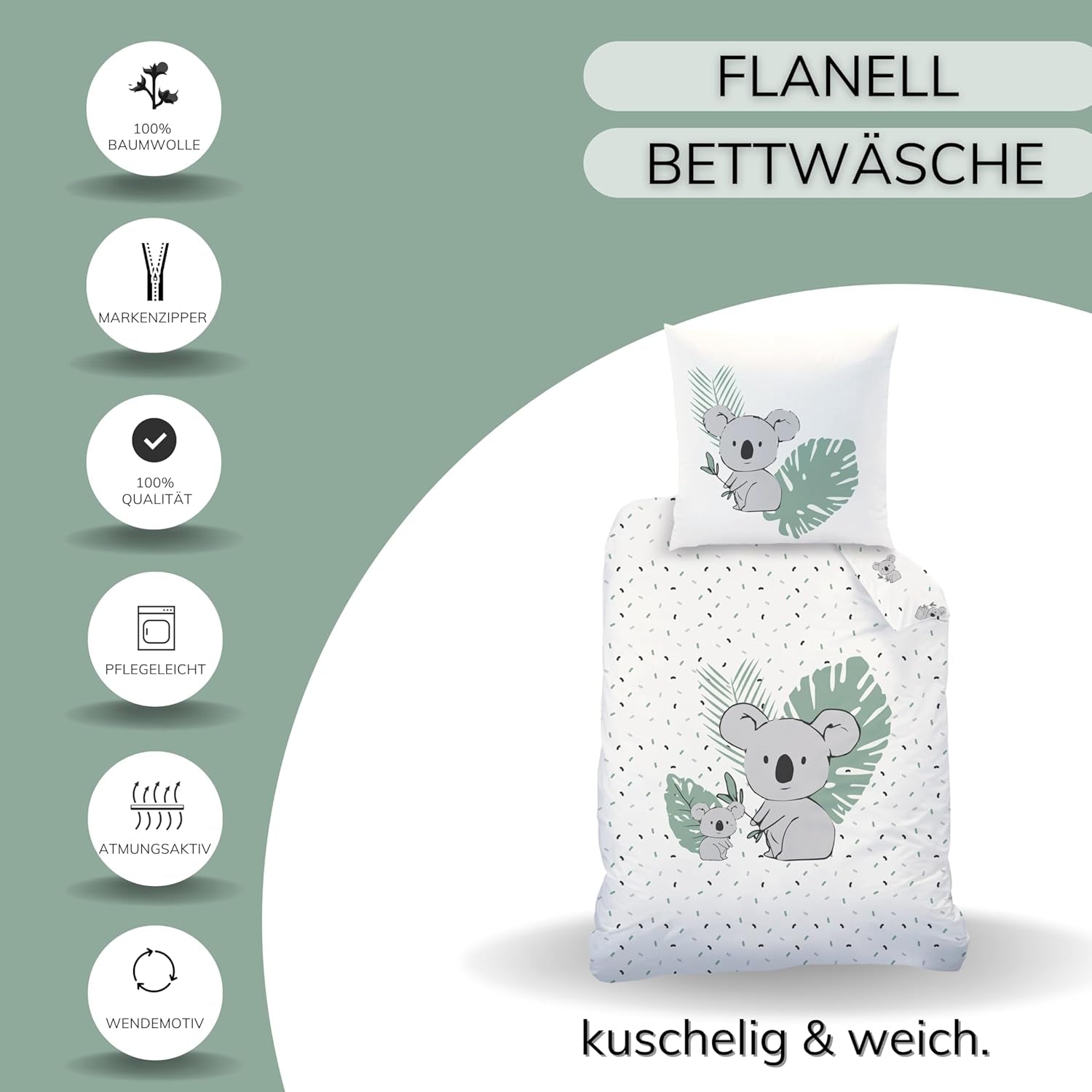 Kinderbedlinnen, Koala beer, unisex, 100% katoen Beddengoed - kinderen Naty Shop
