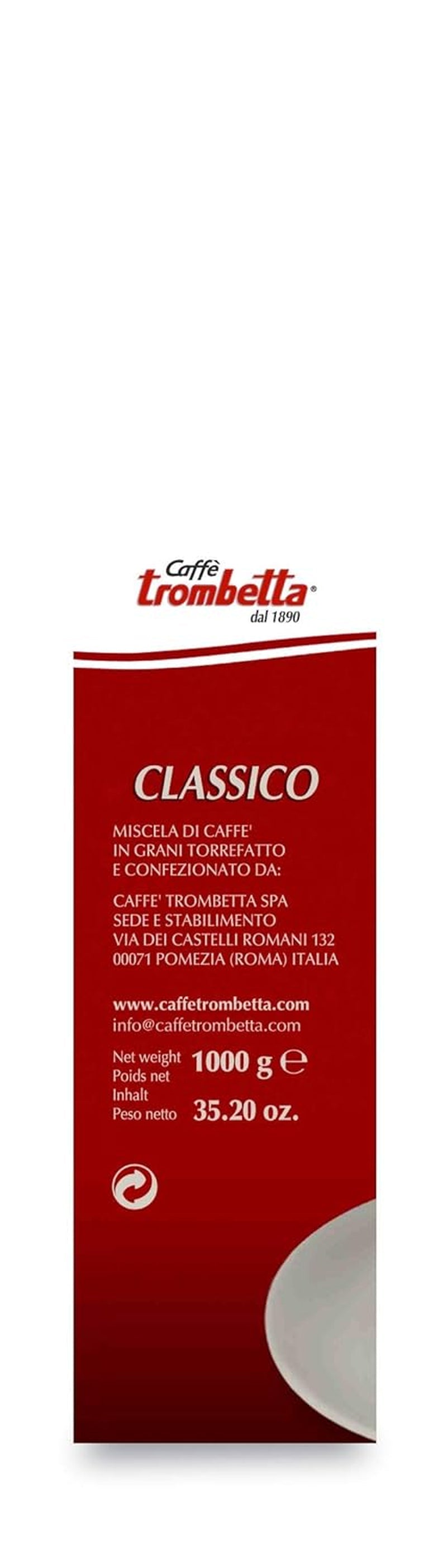 Caffè Trombetta Italiaanse Kaffee Geröstete Kaffeebohnen, klassiek. Een perfecte harmonie met aroma en kruiden - 1 kg
