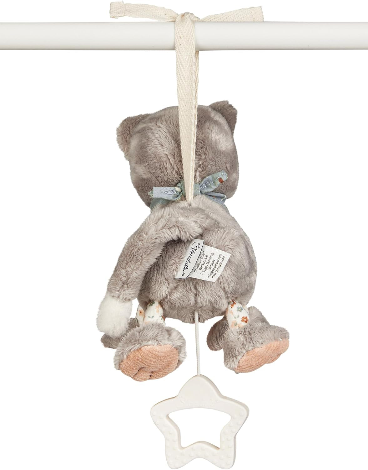 Sterntaler S kat Lilly muziekdoos - baby muziekdoos van zachte stof - knuffel voor kinderen om vast te binden - slaapmiddel heeft een kalmerende werking thuis en onderweg, grijs Speelgoed Bebe Naty Shop
