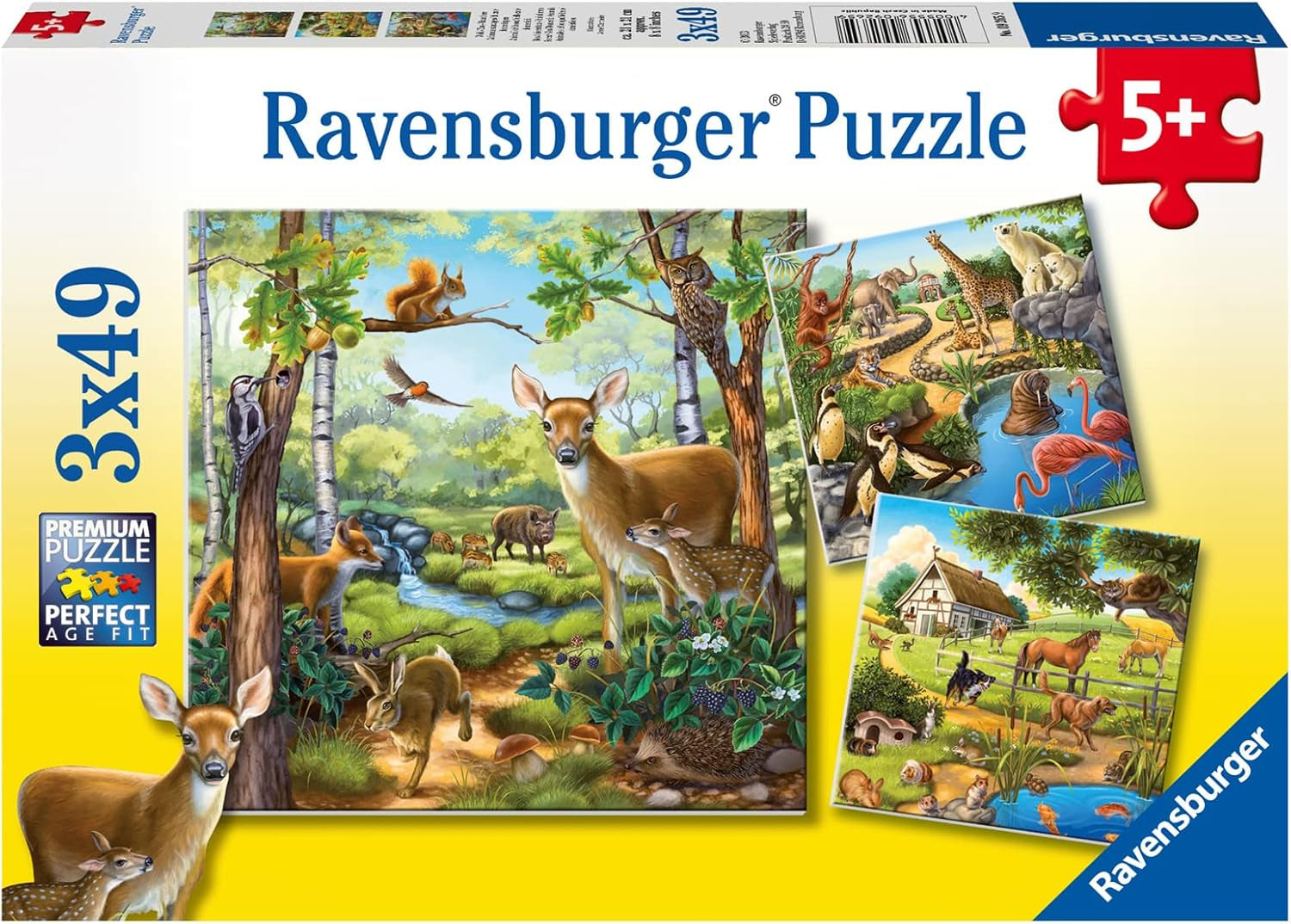 Ravensburger Legpuzzel voor kinderen - 09265 Bos/Zoo/Huisdieren - legpuzzel voor kinderen vanaf 5 jaar, met 3X49 stukjes Puzzel Naty Shop Standaard titel