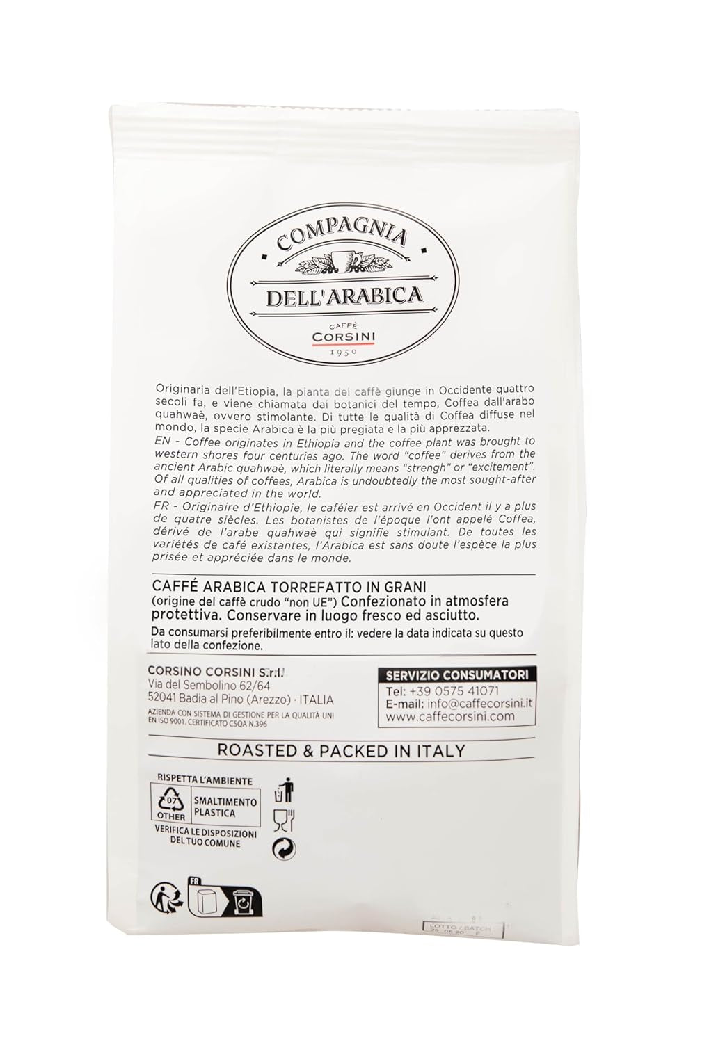 Caffè Corsini - Kaffeebohnen 3x250g Compagnia Dell'Arabica Set Guatemala/Äthiopien/El Salvador, Einzelner Ursprung, totaal 750g