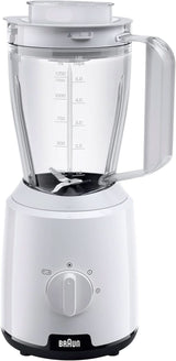 Braun Powerblend 1 JB1050WH - Standmixer Met 1,5 L Glas-Mixaufsatz, Küchenhelfer Zum Zerkleinern, Pürieren & Mixen, Ice-Crush-Funktion, 2 Geschwindigkeiten, 600 Watt, Weiß Bucatarie Naty Shop Weiß Standard-Mixaufsatz